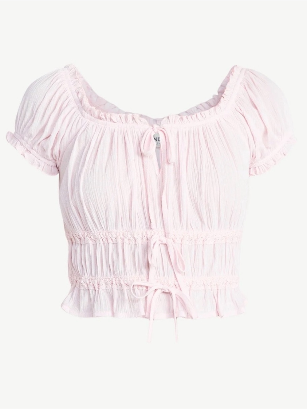 No Boundaries Light Pink Peasant Crop Top